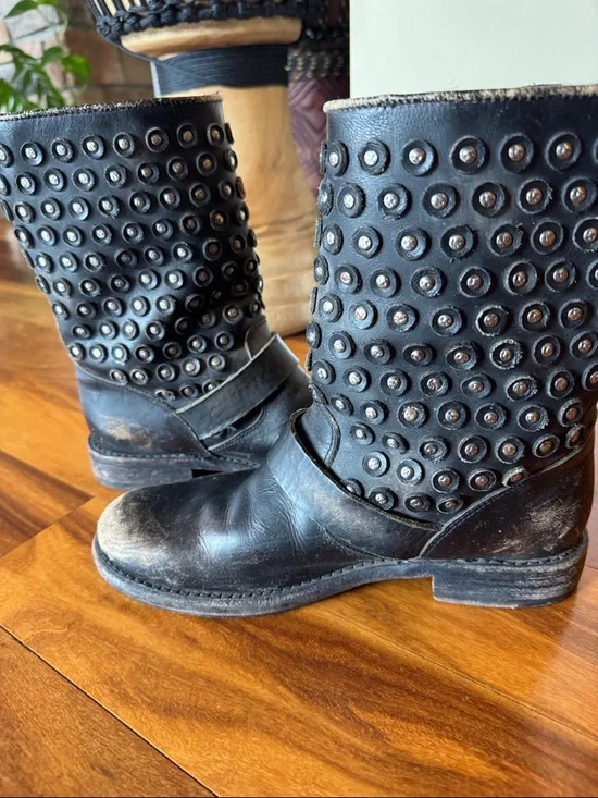 Frye Boots. Studded Black Leather Mid-Calf style. - Picture 5 of 7